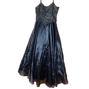 Milex Black and Gold Dress Size Large Prom Evening Full Skirt With Shawl